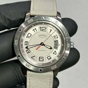 Hermès Clipper Sport CP2.741 Automatic Date Silver SS Men’s 41mm Luxury Watch